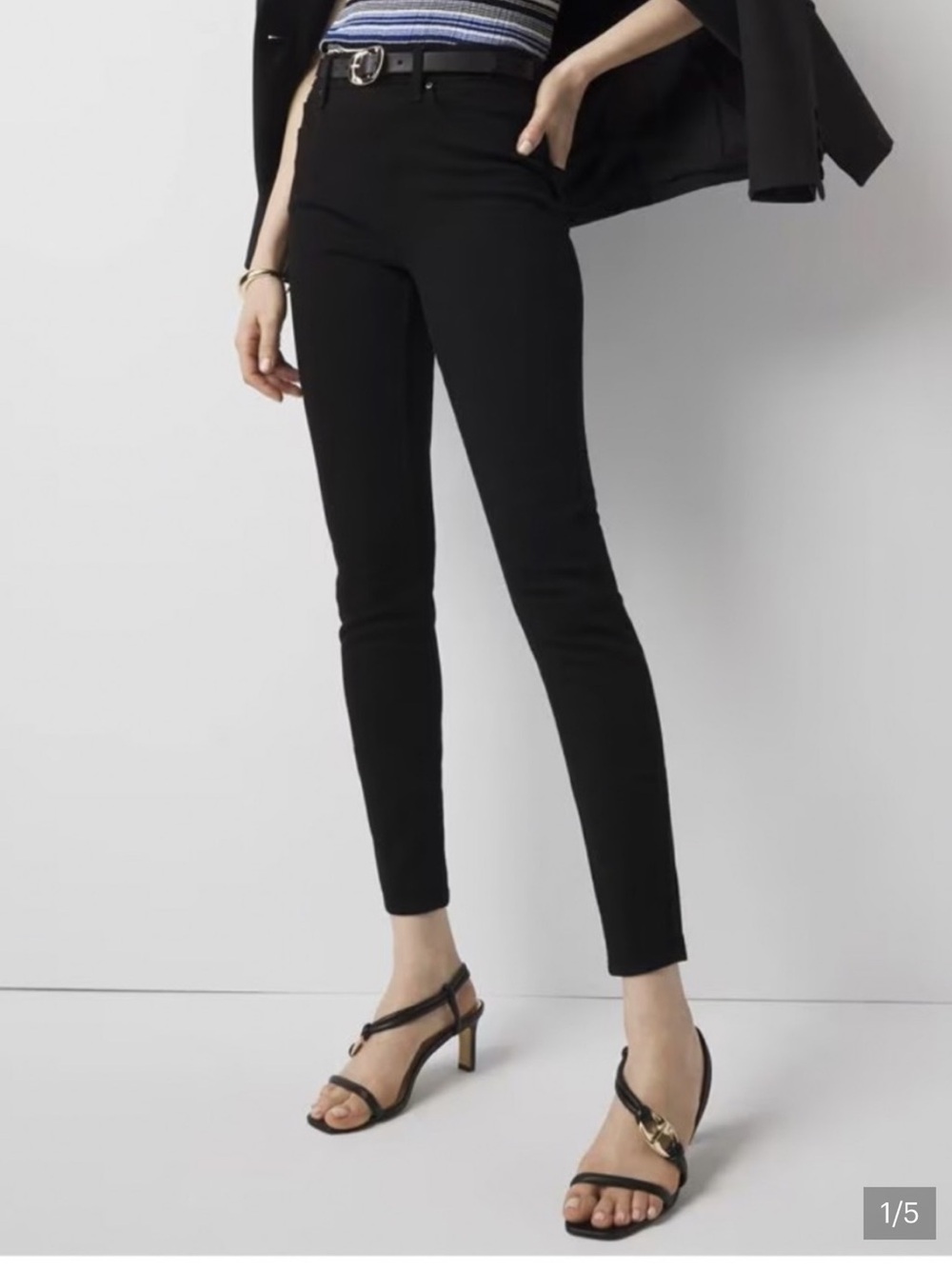 MASSIMO DUTTI Black Skinny Fit Stretch Denim Jeans Size 6